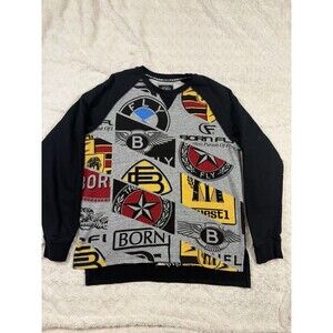 Born Fly Forever Fly Mens Black Graphic Hoodie Sweatshirt Large Streetwear L